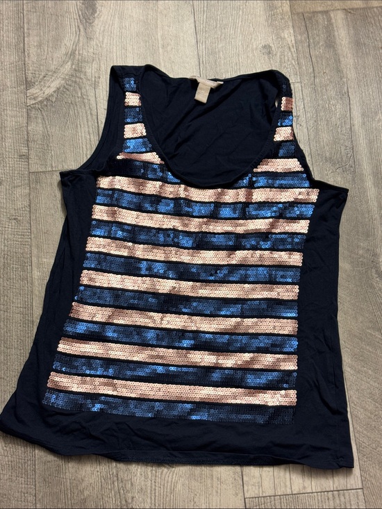 Banana Republic Tops - Banana Republic Navy Tank Top with Blue and Rose Sequins